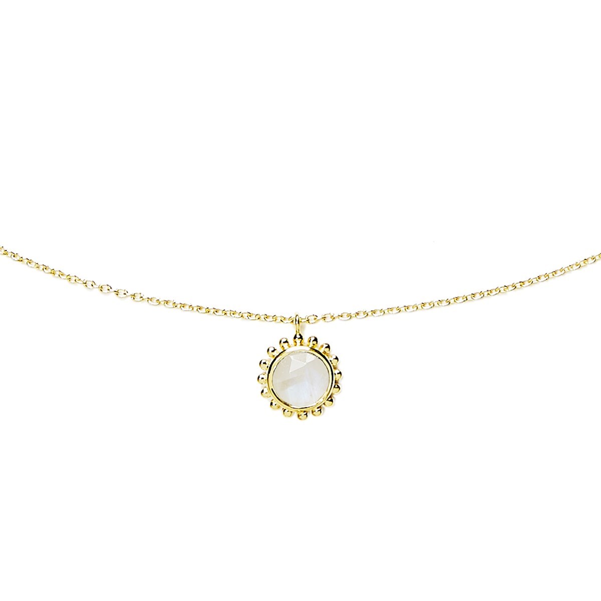 Collier Soleil et Pierre semi-précieuse, en Vermeil