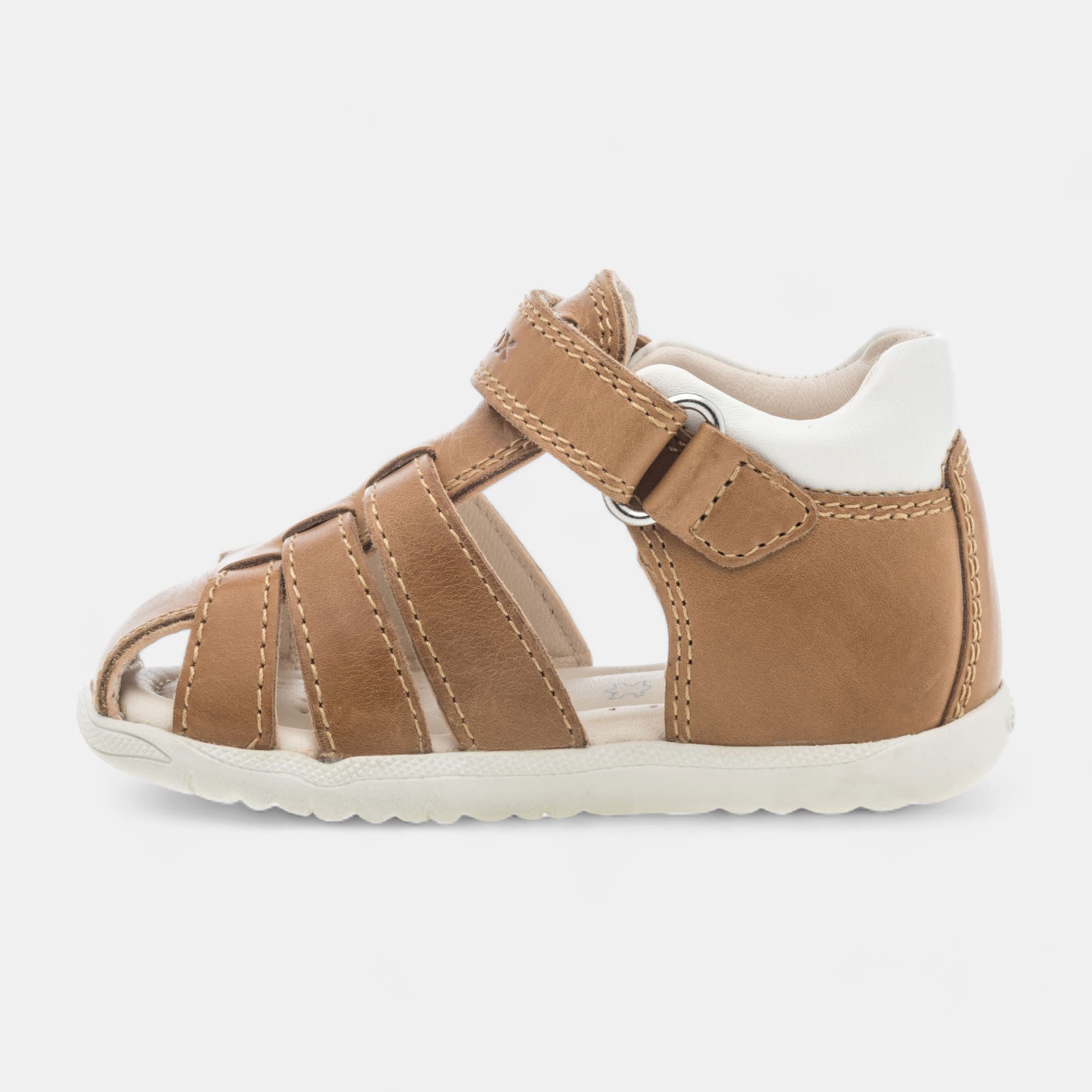 Nu-pieds Bébé garçon en cuir cognac