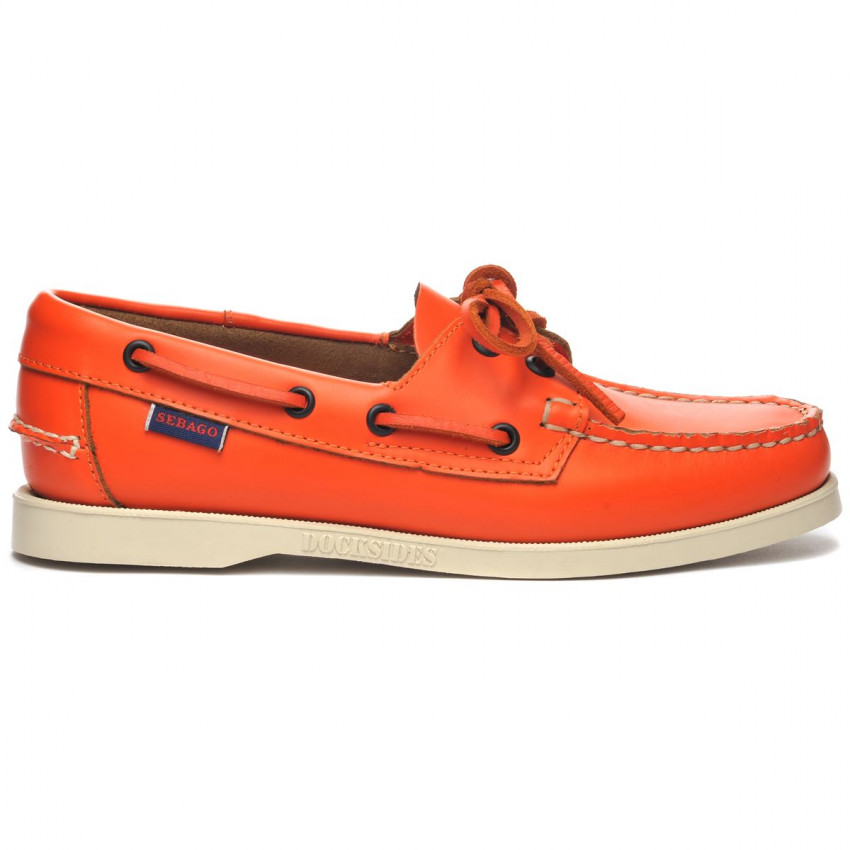 DOCKSIDES CUIR ORANGE PORTLAND SOFT-Chaussures bateau pour femme en cuir orange Portland Outsides