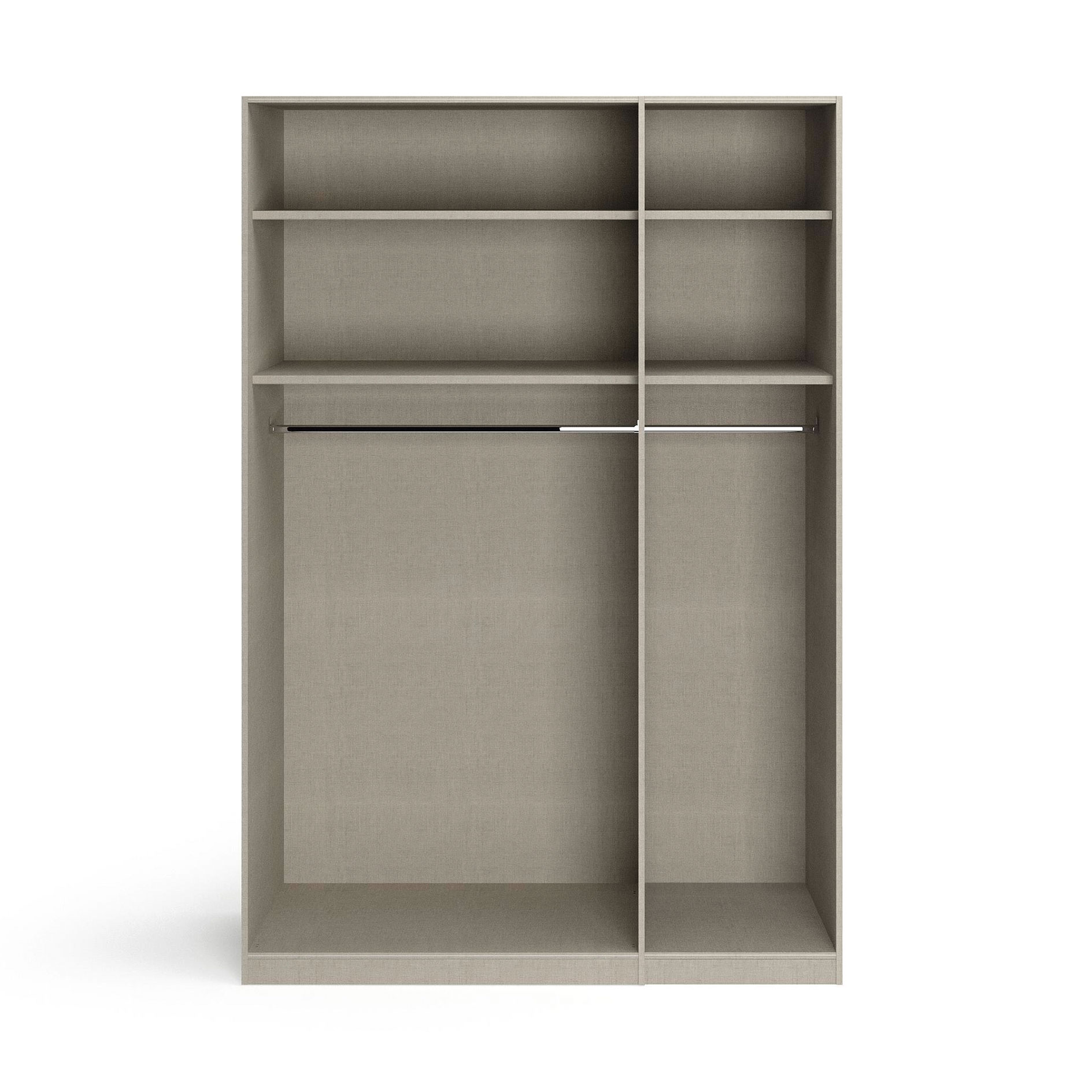 Drehtürenschrank - seidengrau - Kristallglasspiegel - 3-türig - 136x229 cm
