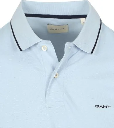 Gant Tipping Piqué Poloshirt Lichtblauw 2062034-457 kopen