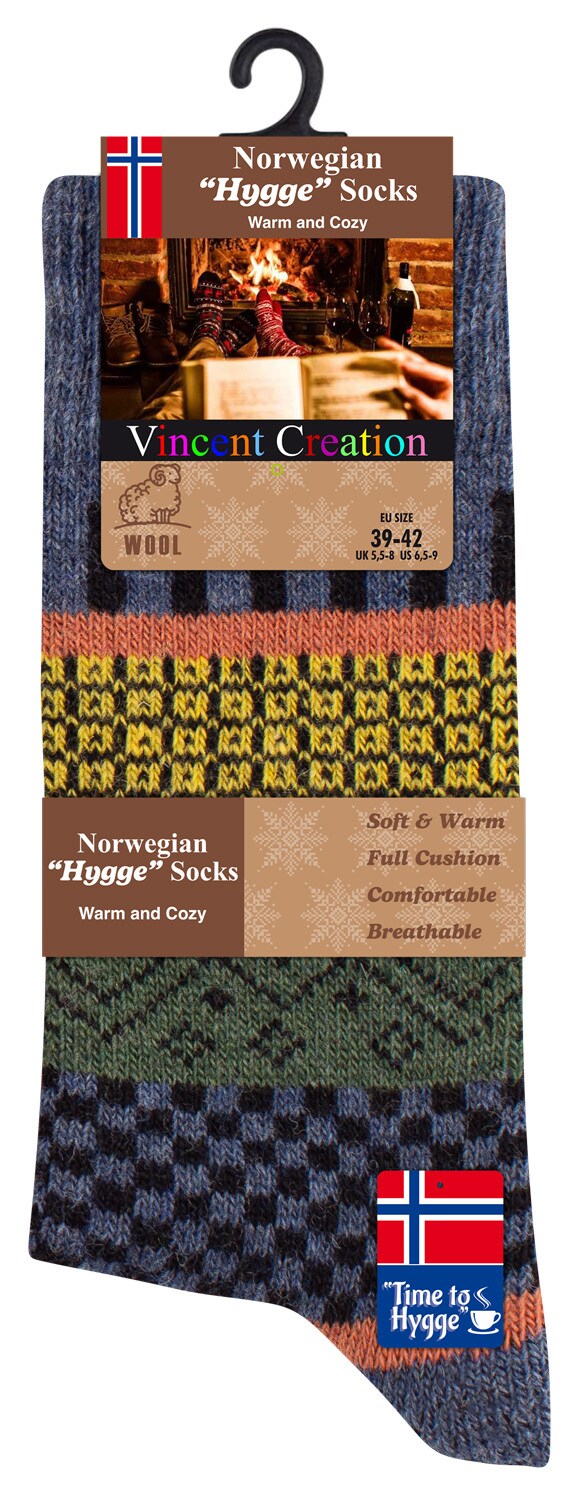 Vincent Creation® 3 Paar Bunte Norwegersocken Hygge Socken