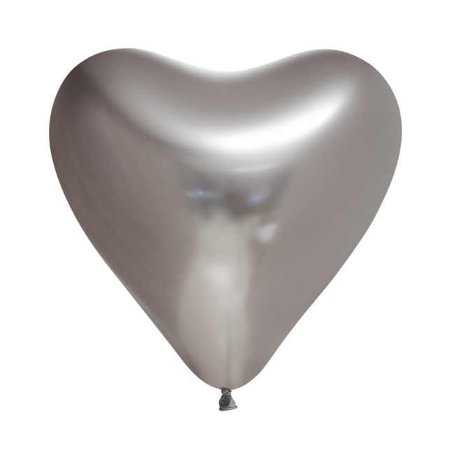 Hartjes Ballonnen Zilver 30cm 6st