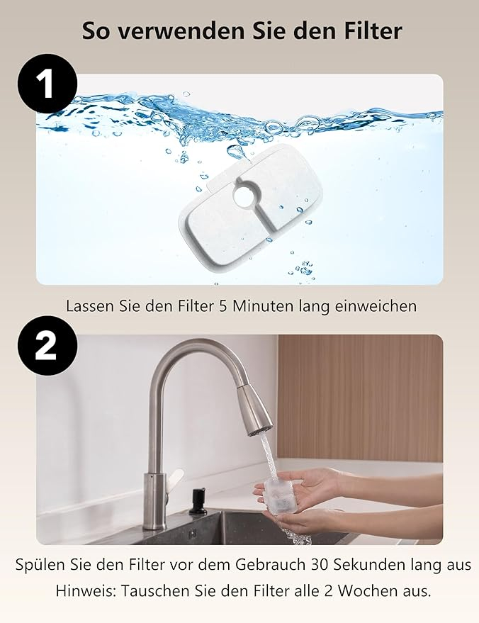 (8er Set) Ersatzfilter für Dockstream Katzen Trinkbrunnen Hunde Wasserspender (PL-FF005-92W) - Weiss