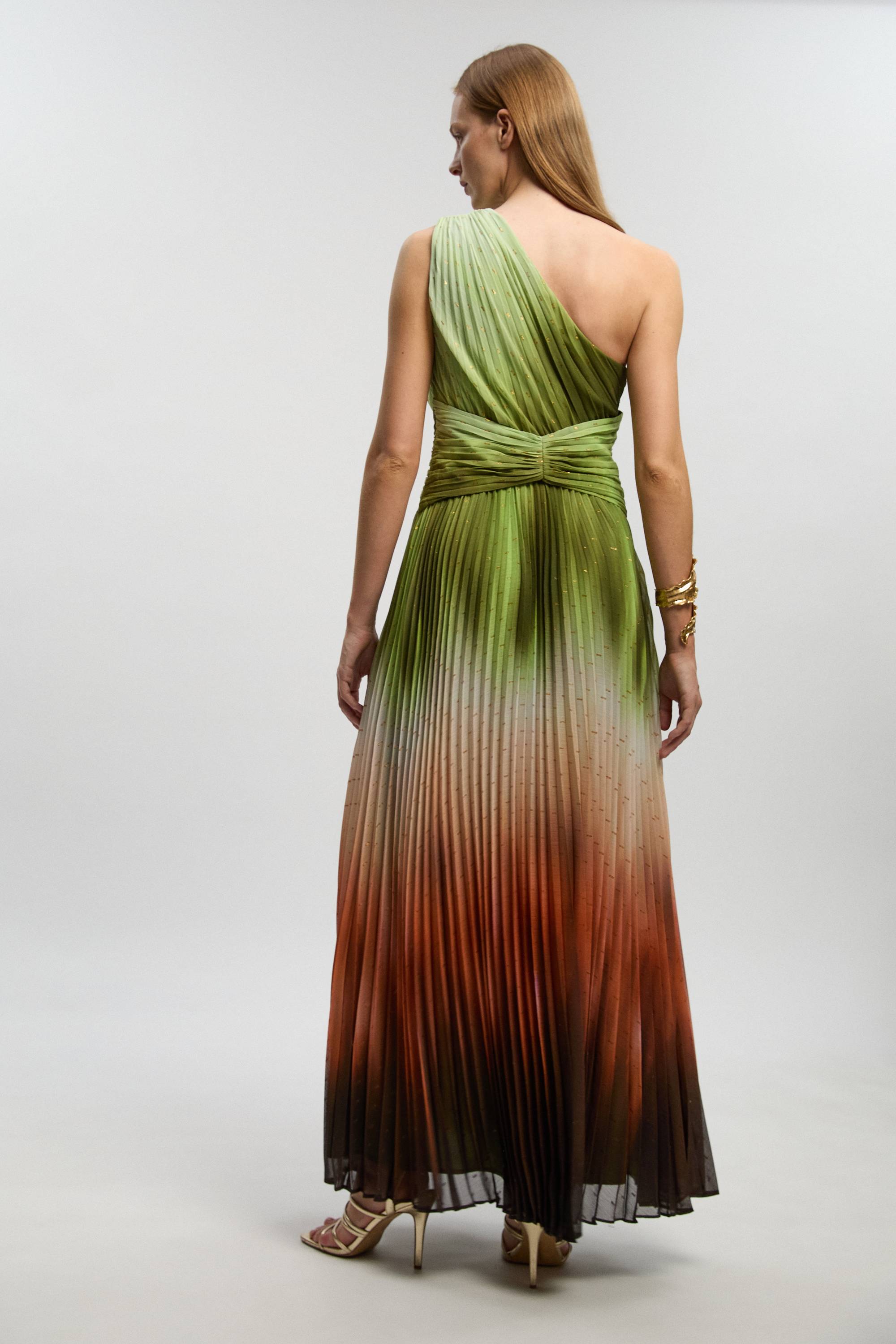 KarenMillen Robe Maxi Tissée À Une Épaule Avec Imprimé Dégradé À Fils Métalliques