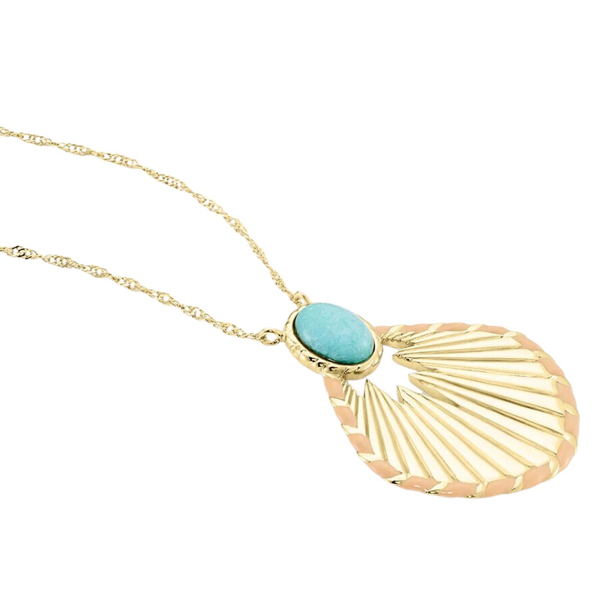 Collier Agatha mi long Arlequin doré amazonite