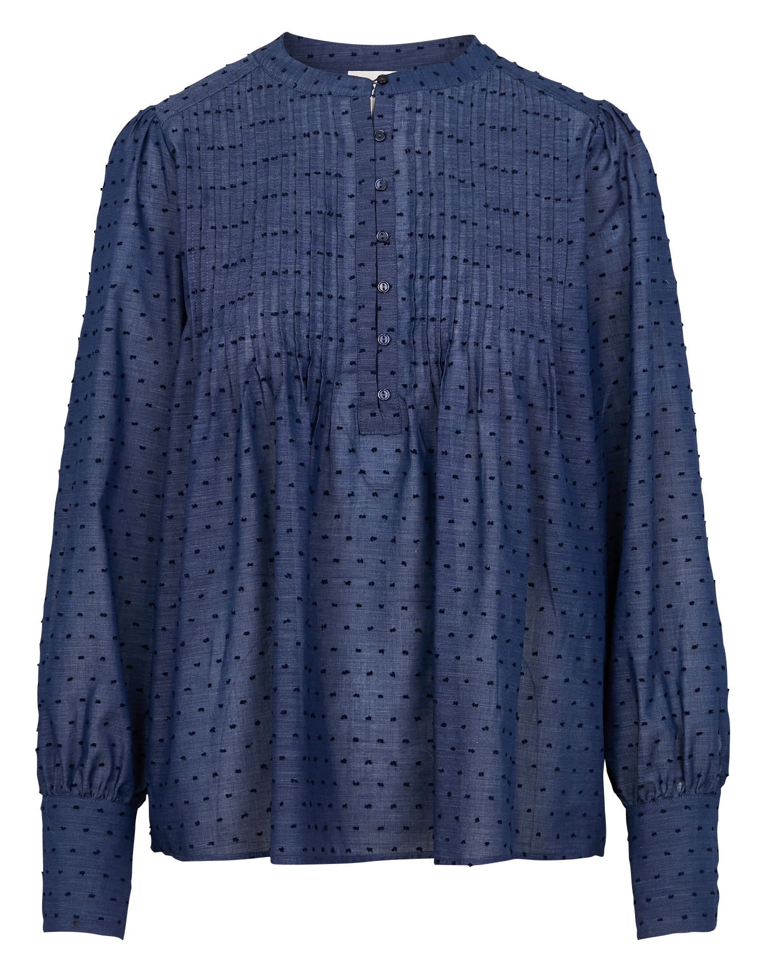 BILLIE - Blouse col rond en coton mélangé| Bleu
