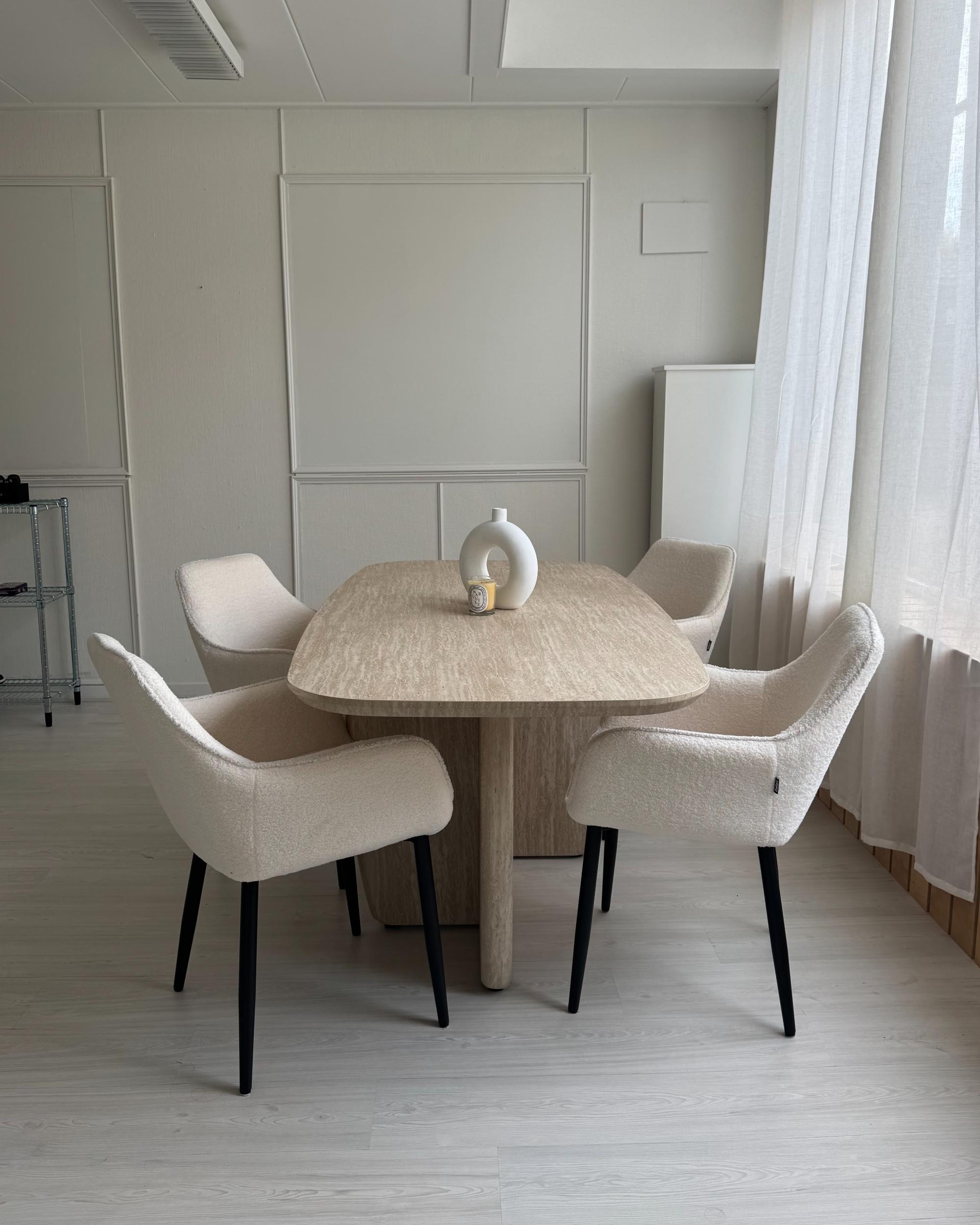 Eettafel TRAVERS Travertijn-effect 90 cm 180 cm