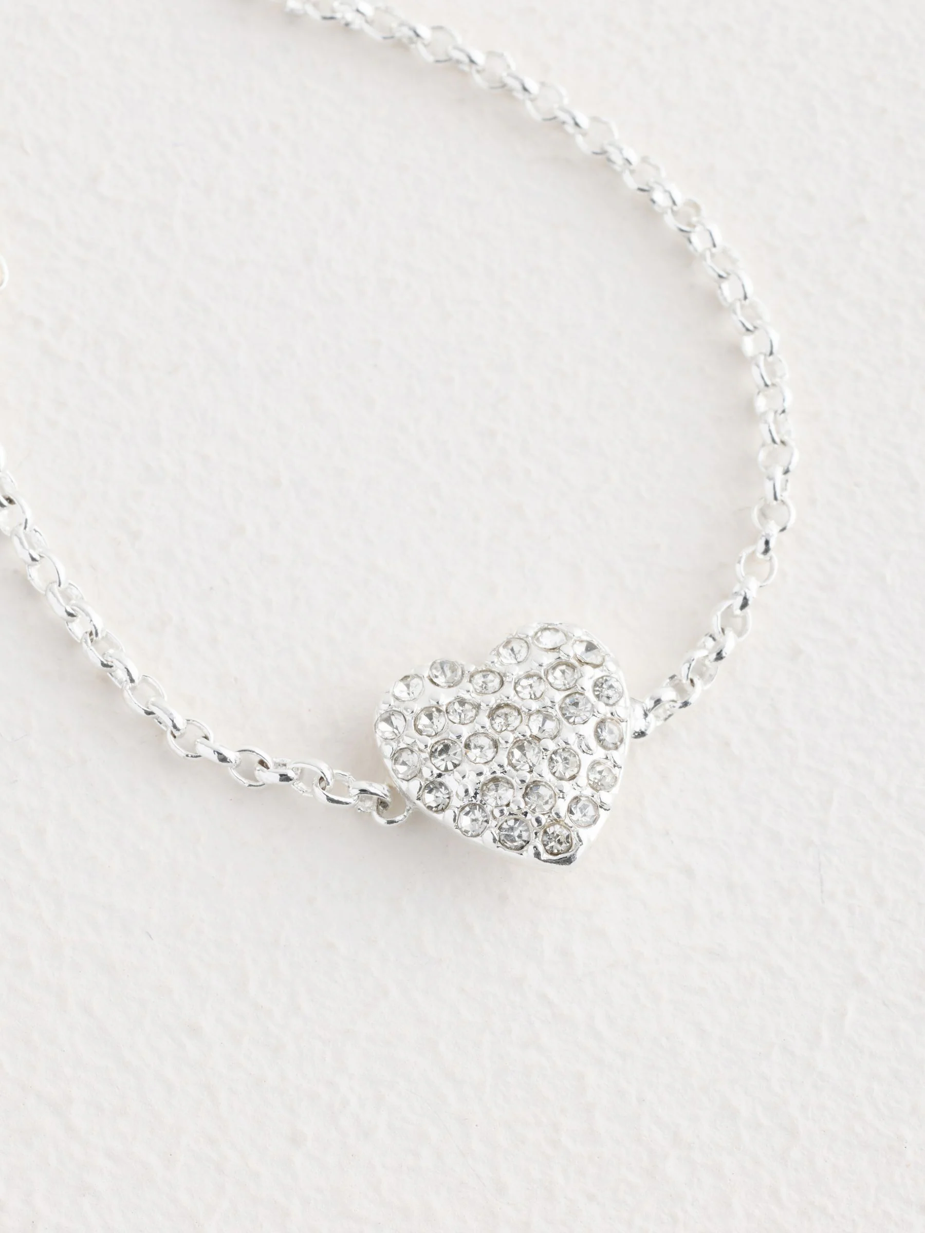 Zilverkleurig - Pave Heart Anklet