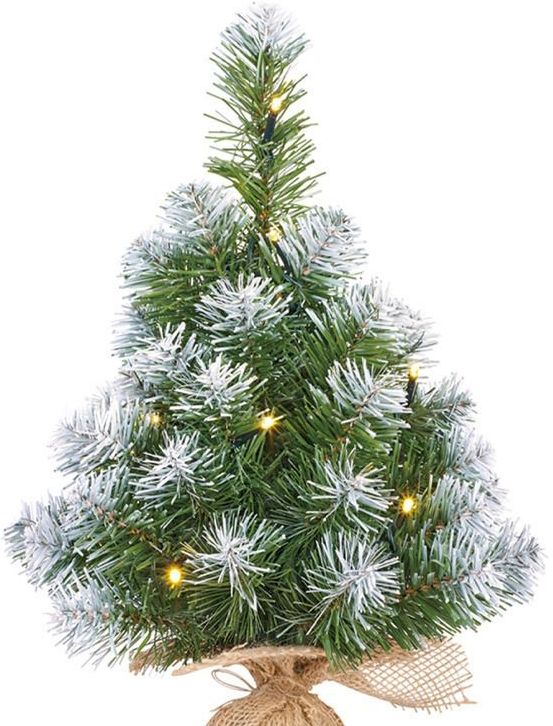 Mini Kunst Kerstboom - 10 LED Lampjes - Sneeuw - 45 cm