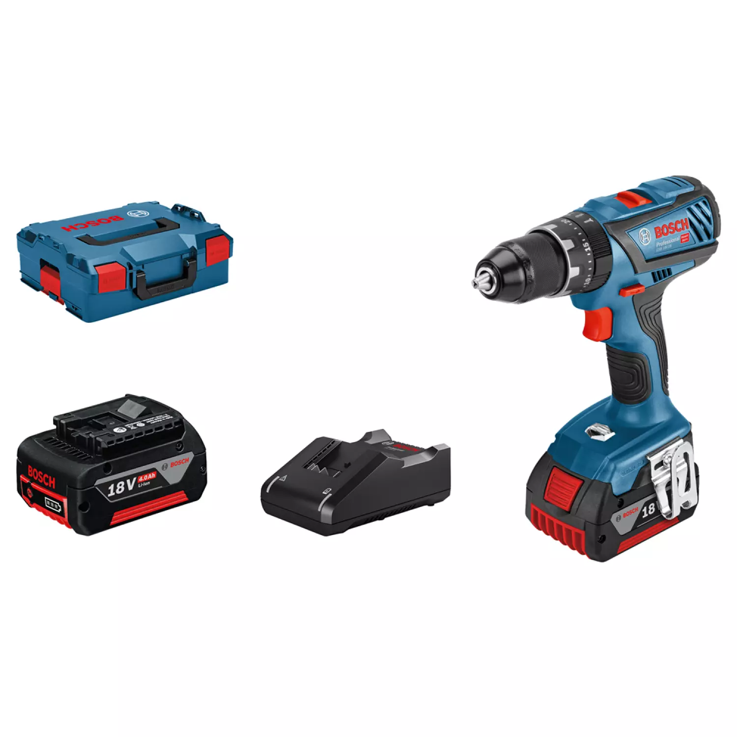 Bosch GSB 18V-28 18V Li-Ion accu schroefklopboormachine set (2x 4.0Ah) in L-Boxx