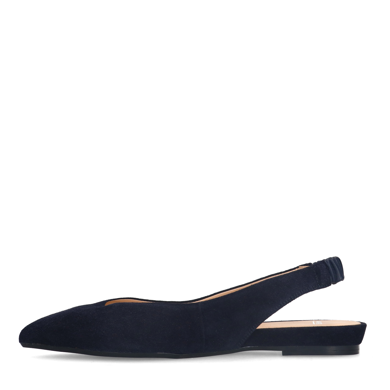 Donkerblauwe suède slingbacks