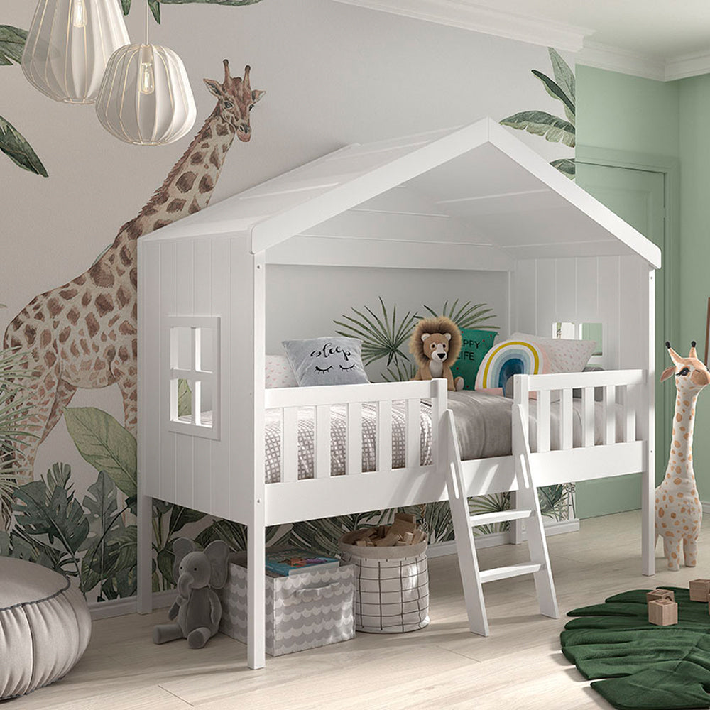 Vipack Housebed Huisbed met Ladder 90 x 200 - Wit