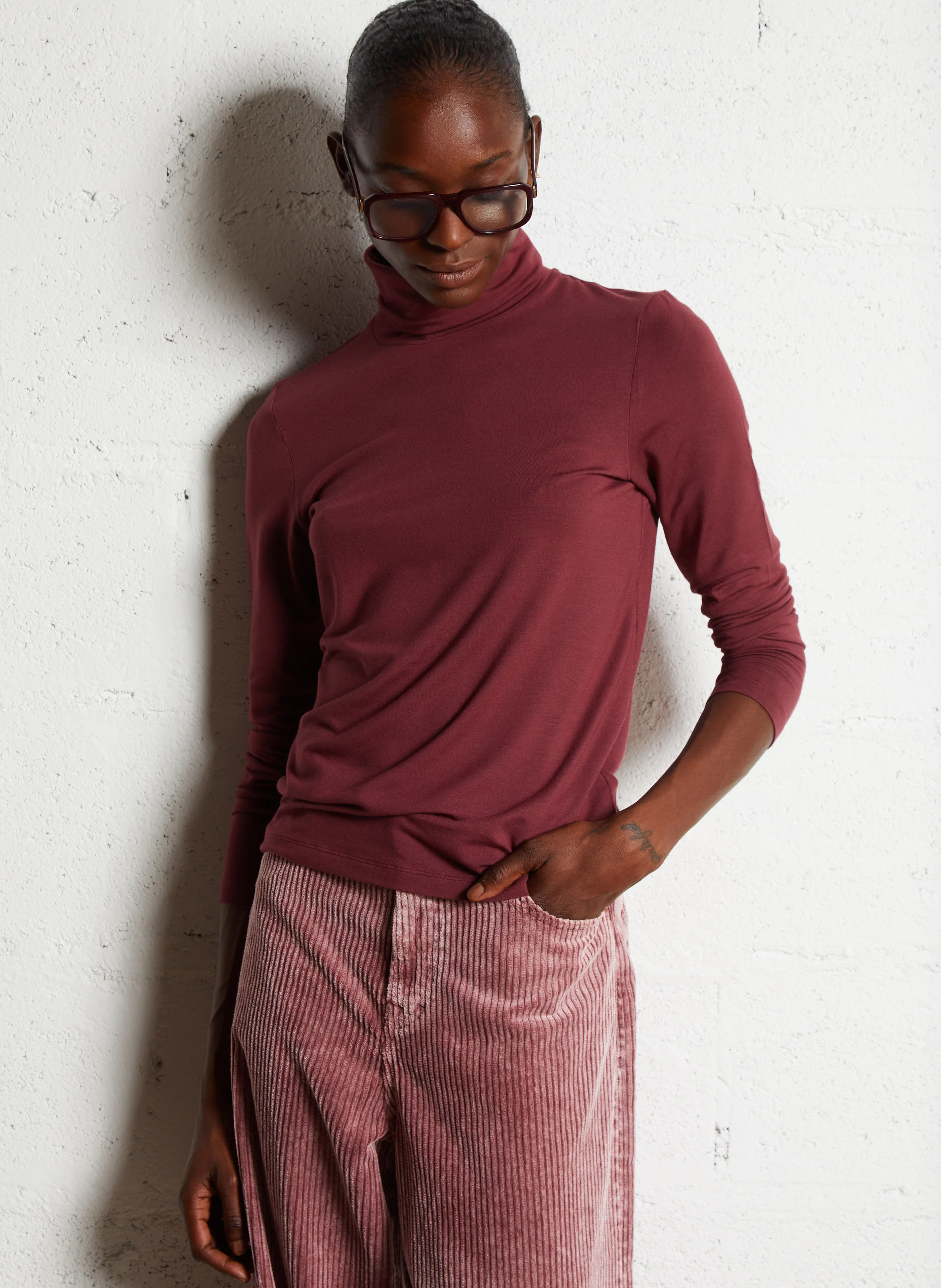 ELWIRE - Sous-pull col roulé droit | Violet