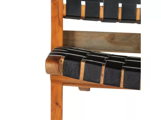 Fauteuil pliable Bandes croisées Noir Cuir véritable