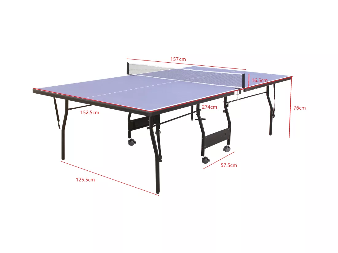 Table de ping-pong pliable à roulettes avec accessoires - Bleu - L274 x P152.5 x H76 cm - GARRY