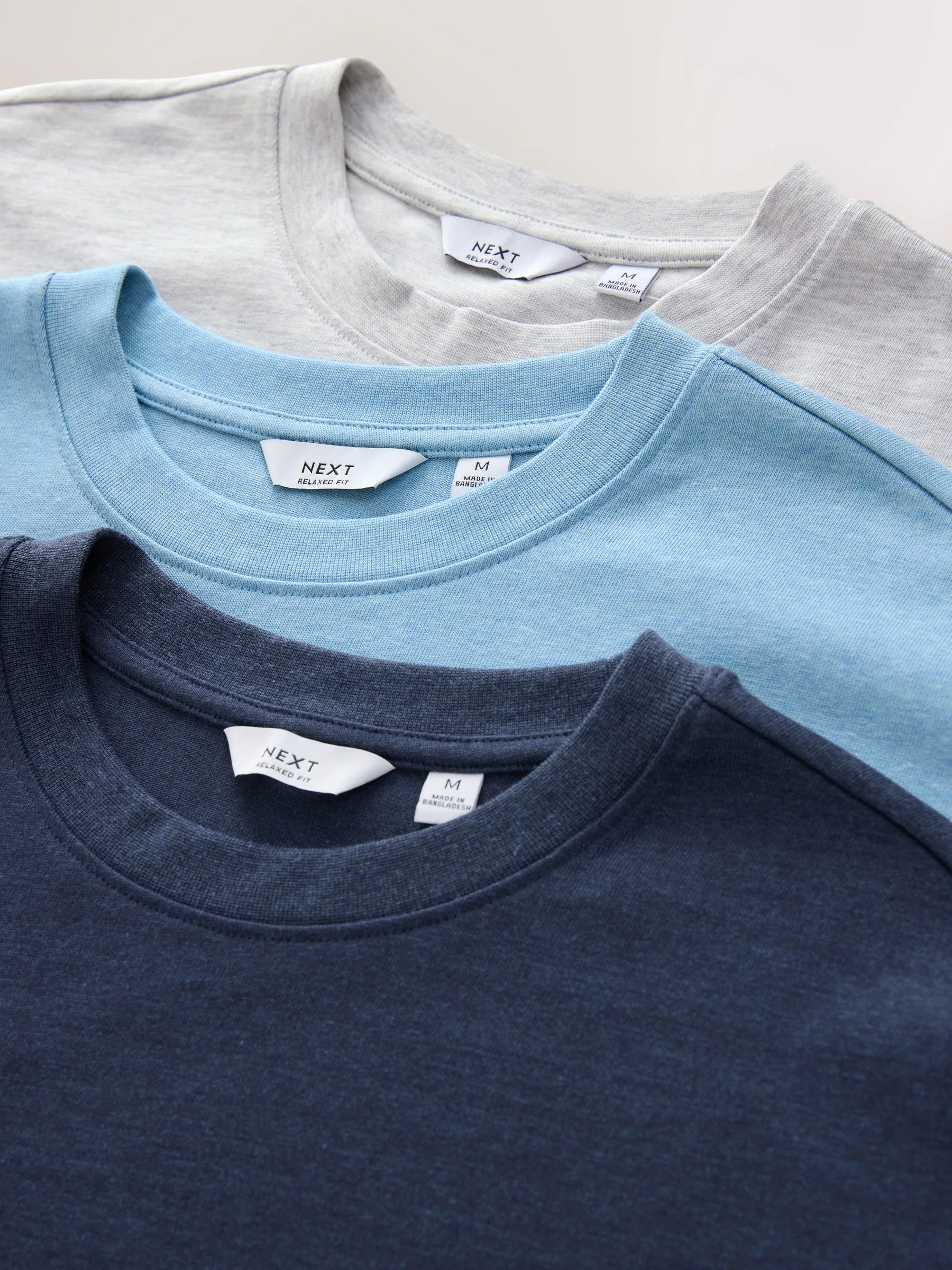 Grijs/lichtblauw/marineblauw melange - Relaxed fit - Verpakking van 3 T-shirts van zware stof
