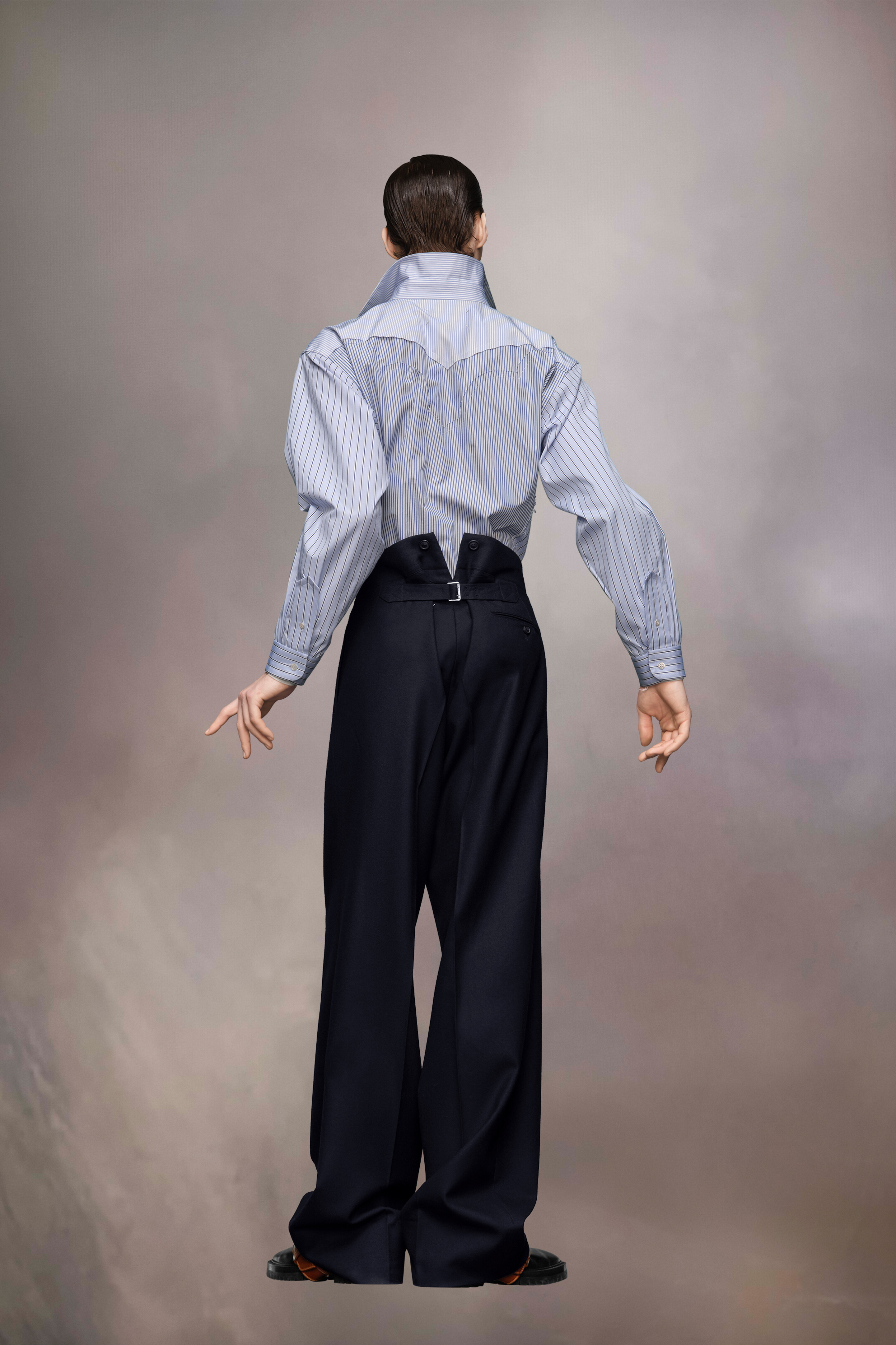 Pantalon en laine barathea Bleu Navy