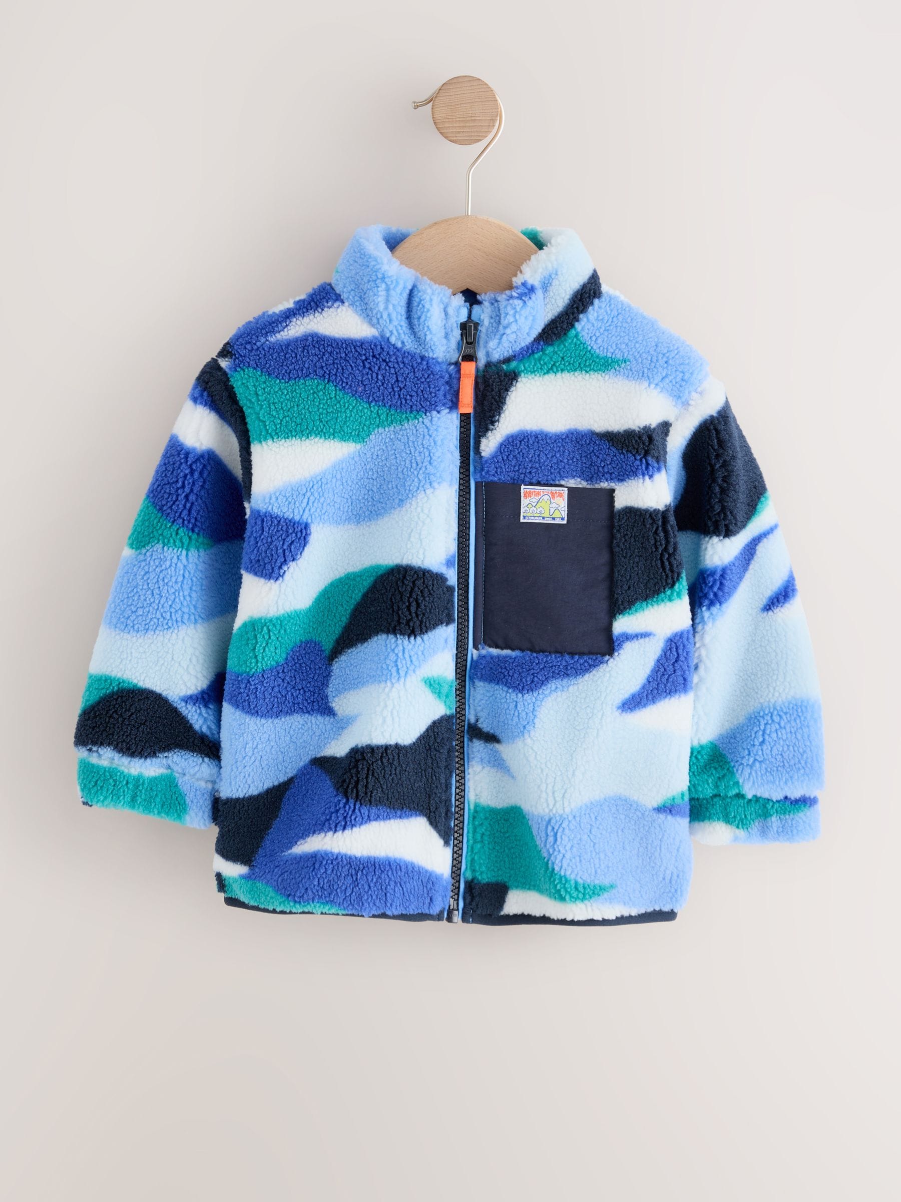 Blauw/wit - Fleece met patroon en ritssluiting (3mnd-7jr)