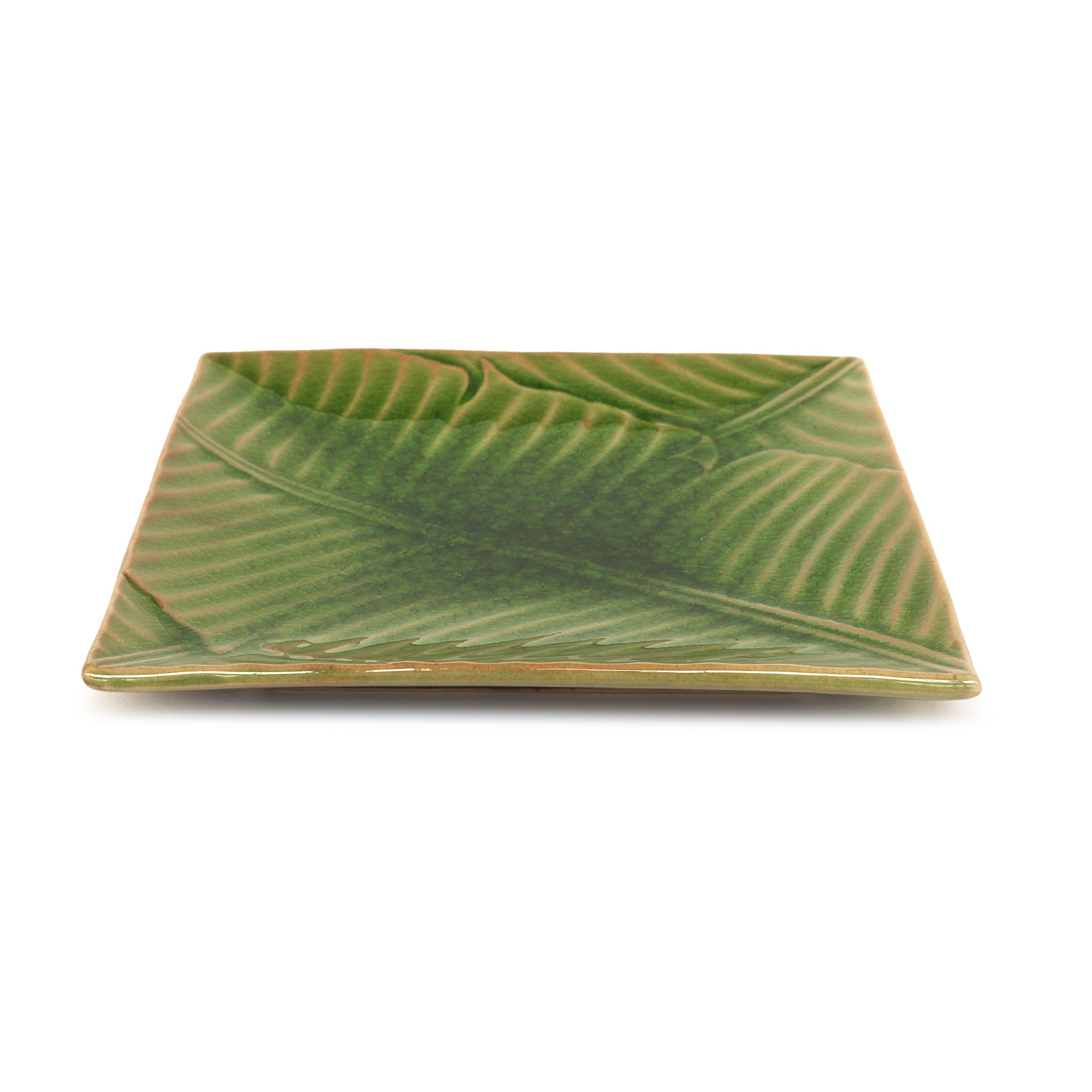 Teller 'Banana-Leaf', grün, T 18 cm, B 18 cm, H 2 cm von fischer's lagerhaus
