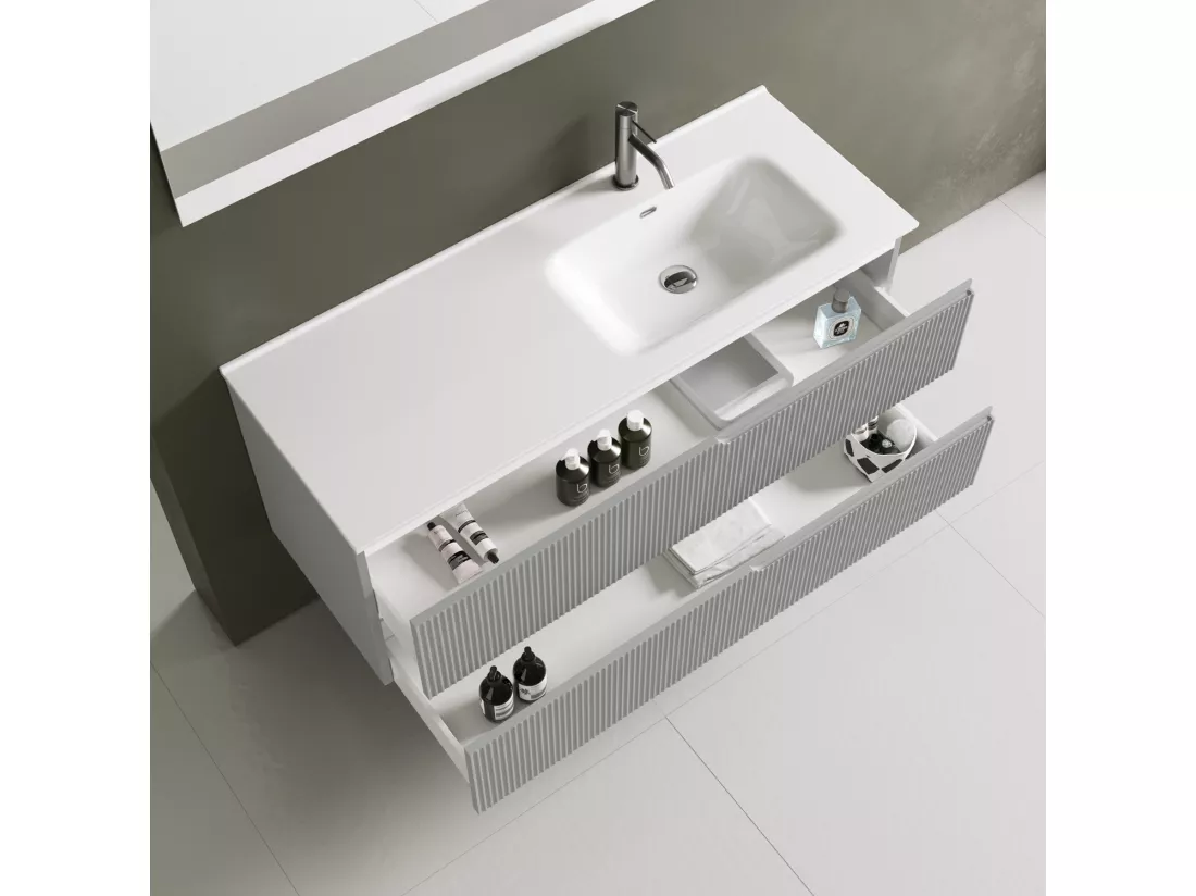 Ensemble salle de bain DX vasque 4 pièces VENERE gris mat