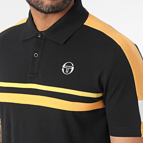 Polo Manches Courtes A Bandes Cross Noir