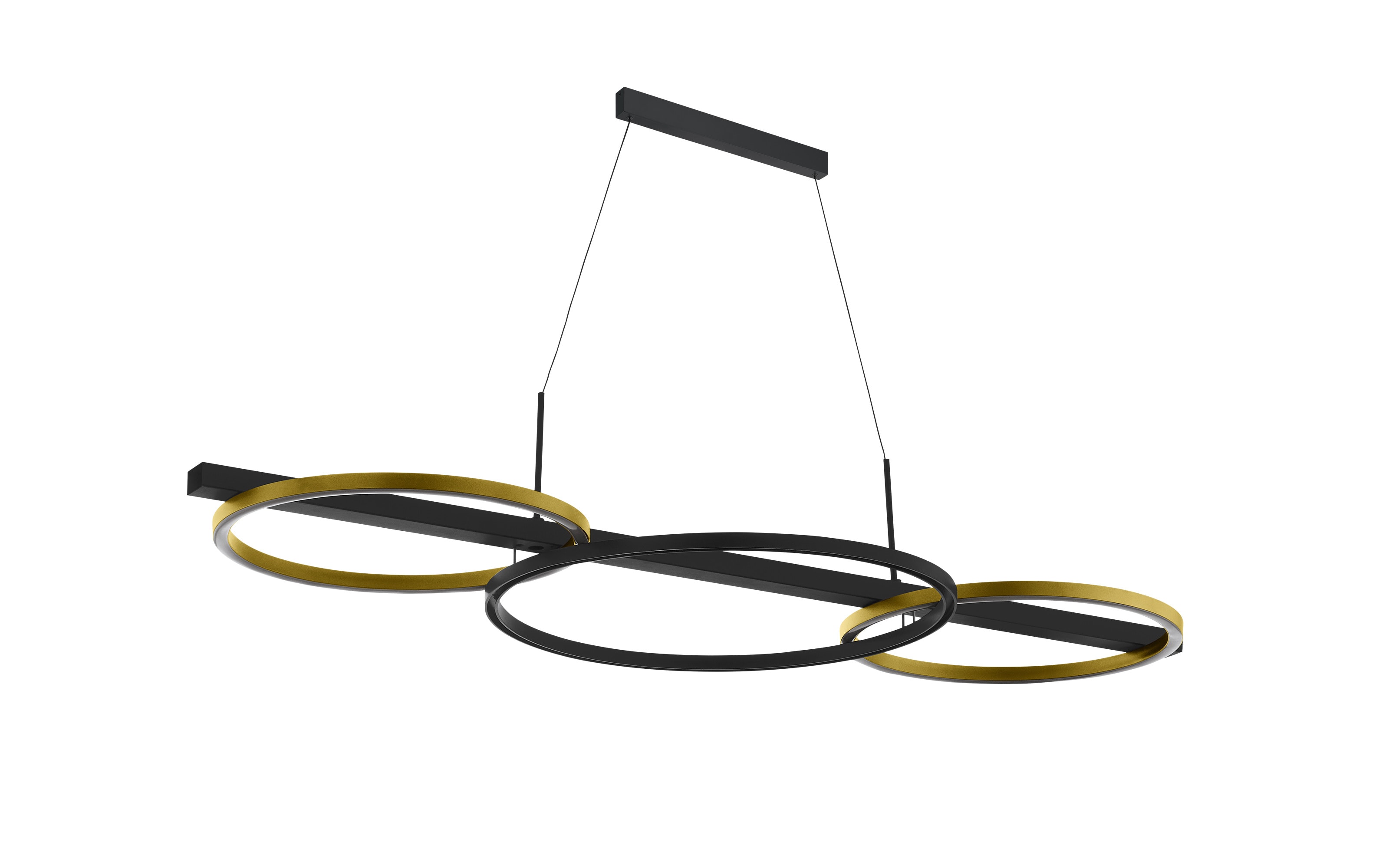 LED-Pendelleuchte LANACERA, schwarz/gold, inkl. Dimmfunktion