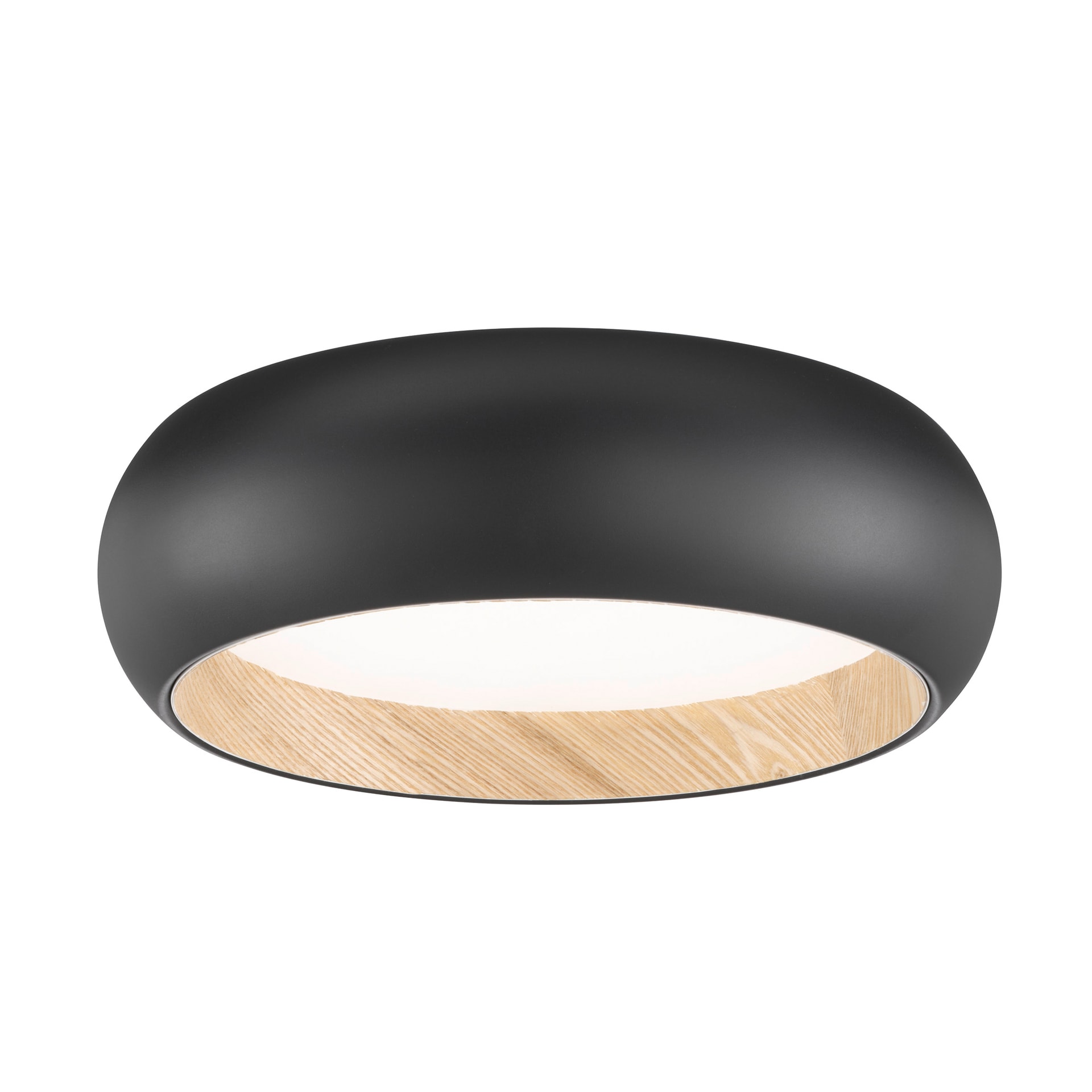 easy! by FHL LED Deckenlampe Wood schwarz 40cm 12,5cm rund