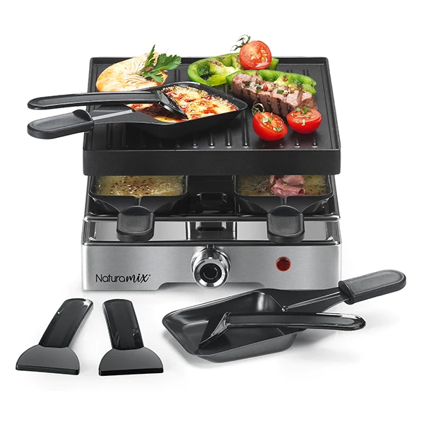 Appareil raclette-gril électrique 4 poêlons 750 W Naturamix