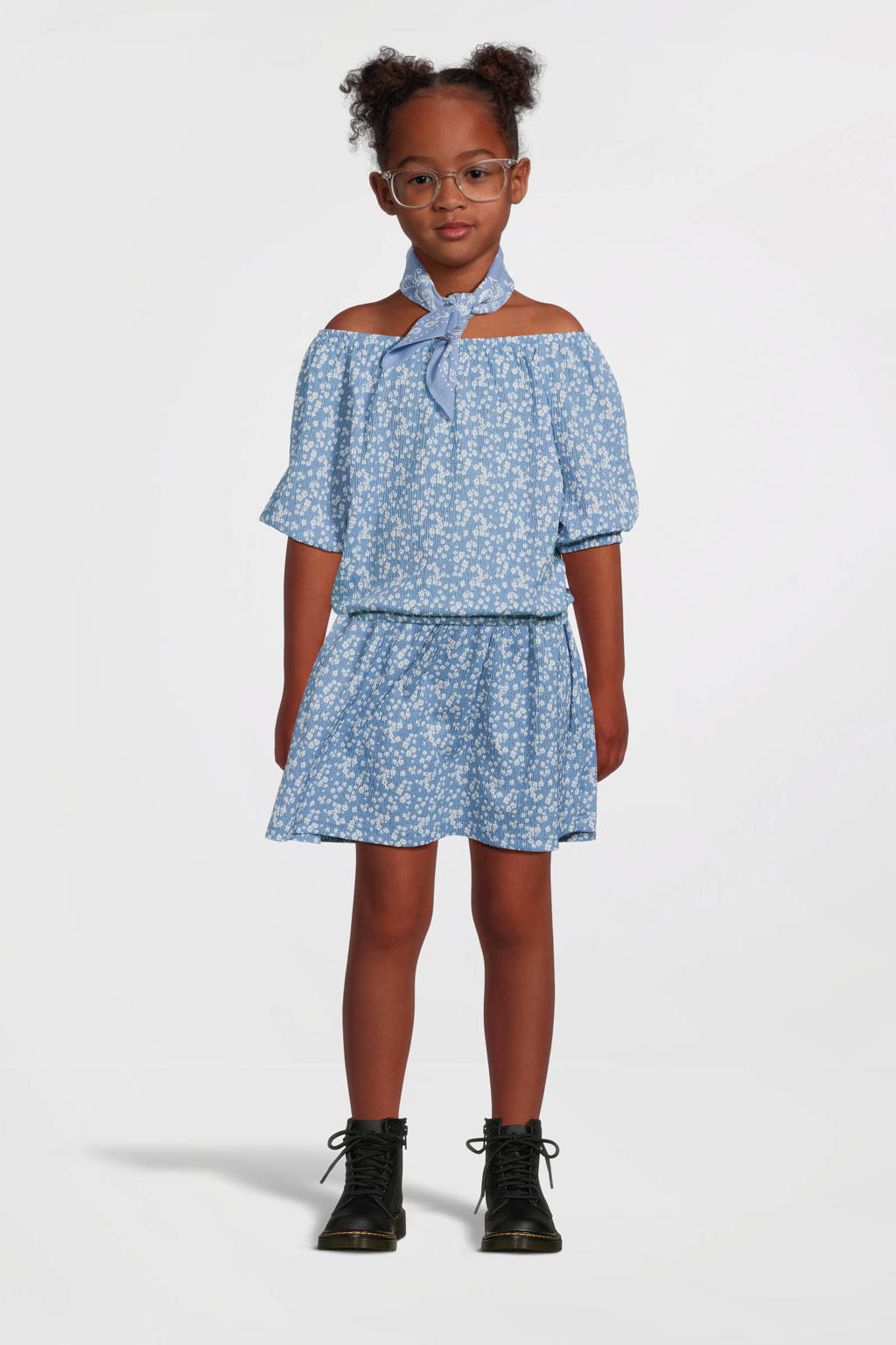 VERO MODA GIRL rok VMHAYA met all over print en textuur blauw/wit