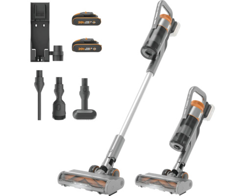 WORX 20V WX038 snoerloze stofzuiger handstofzuiger, inclusief 2 accu's (2 Ah) en oplaadstation