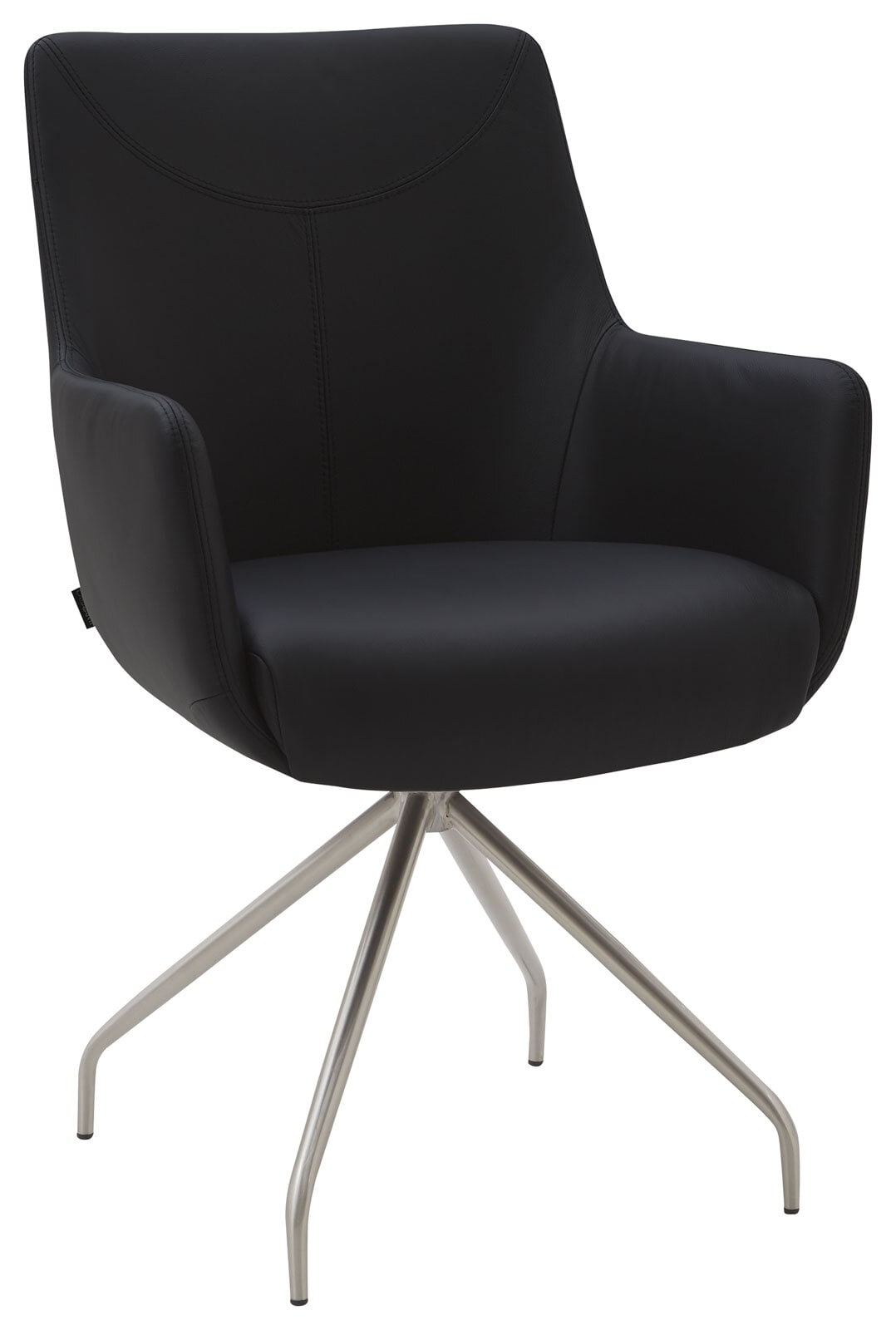 CASAVANTI Stuhl LEON Leder schwarz/silberfarbig