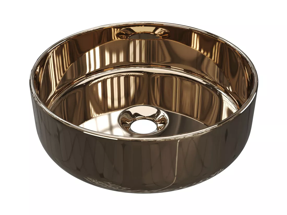 Vasque à poser ronde en céramique - Effet cuivre - 36 cm - KANELLE II