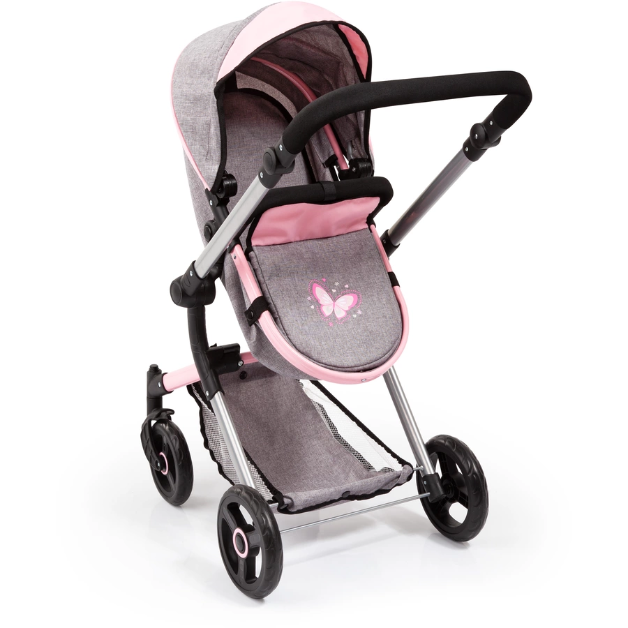 bayer Design Kombi-Puppenwagen Neo Vario graurosa, mit Schmetterling