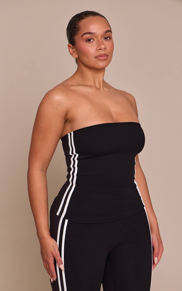 Noir Top Bandeau Sculptant À Détails Contrastés Shape