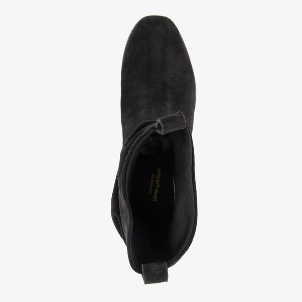 Hush Puppies suede dames enkellaarsjes zwart