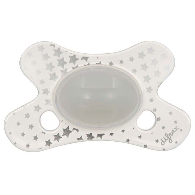 Difrax fopspeen glow in the dark 0-6 maanden zilver