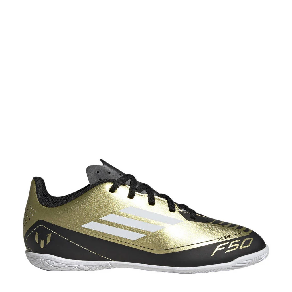 adidas F50 Club Messijunior voetbalschoenen goudmetallic/wit/zwart