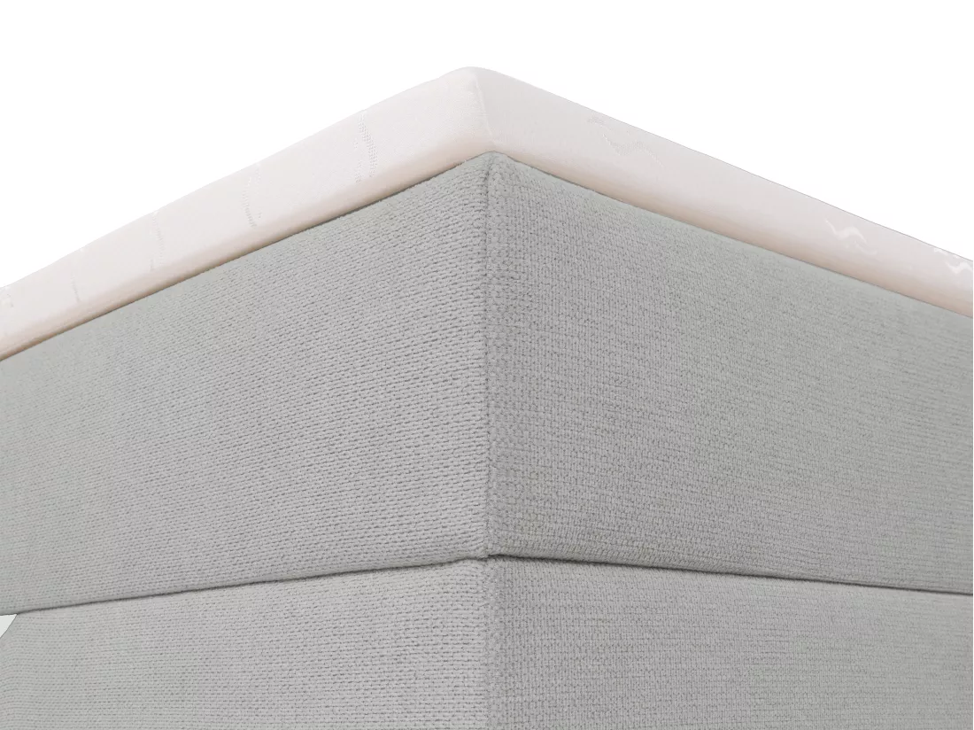 Ensemble complet literie déco tête de lit + sommiers coffre et tiroir + matelas + surmatelas - 160 x 200 cm - Tissu - Gris - ARAO de YSMÉE