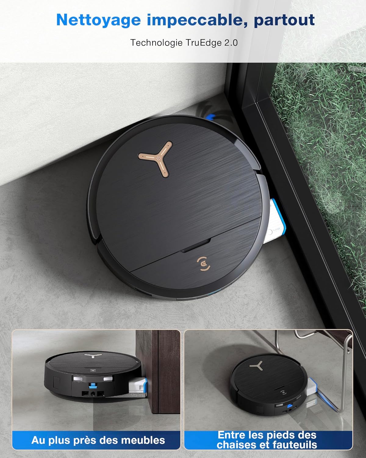 ECOVACS DEEBOT X9 PRO OMNI Robot Aspirateur Laveur, Aspirateur Robot 16600Pa, Ultra-fin, Technologie BLAST, Auto-nettoyage instantané OZMO ROLLER, ZeroTangle3.0, TruEdge2.0, Lavage à l'eau chaude,Noir