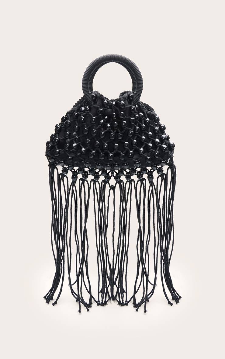 Noir Sac Seau Tissé Perlé