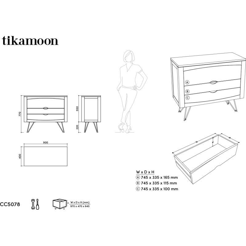 Commode en palissandre massif Bonnie