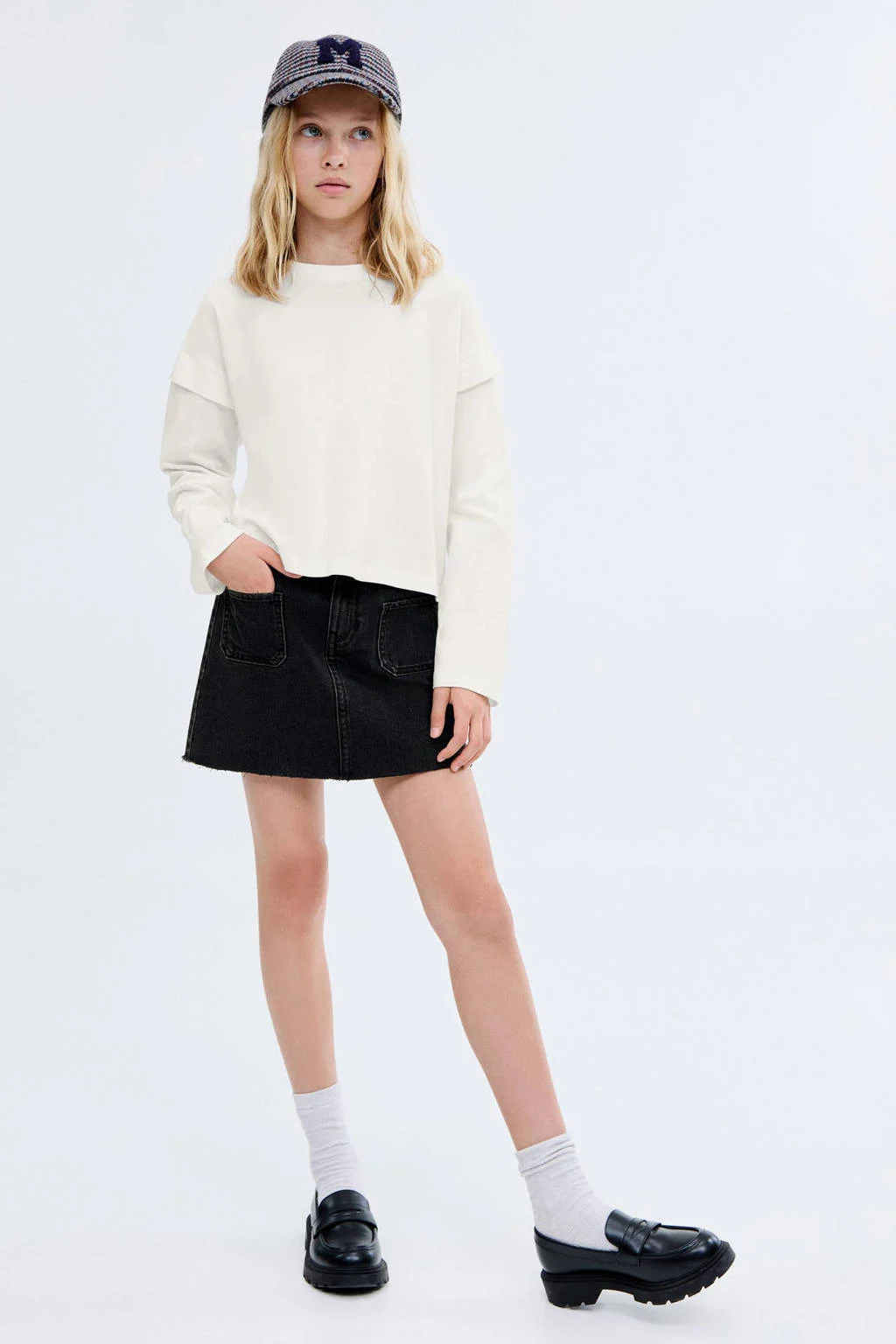 Mango Kids spijkerrok donkergrijs