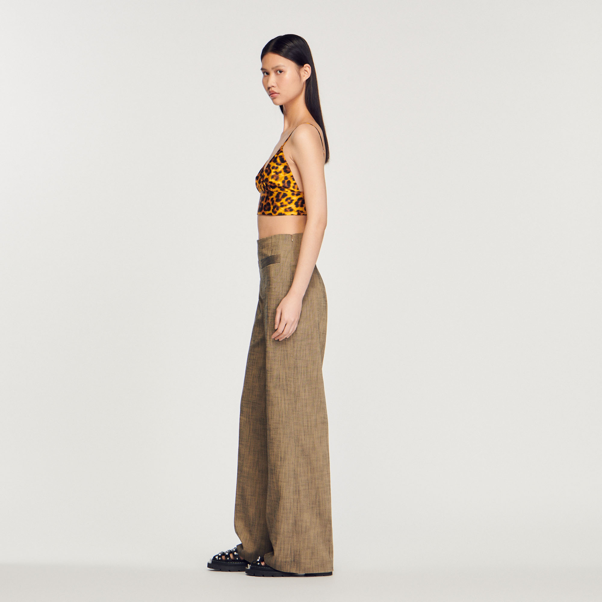 Pantalon large taille haute