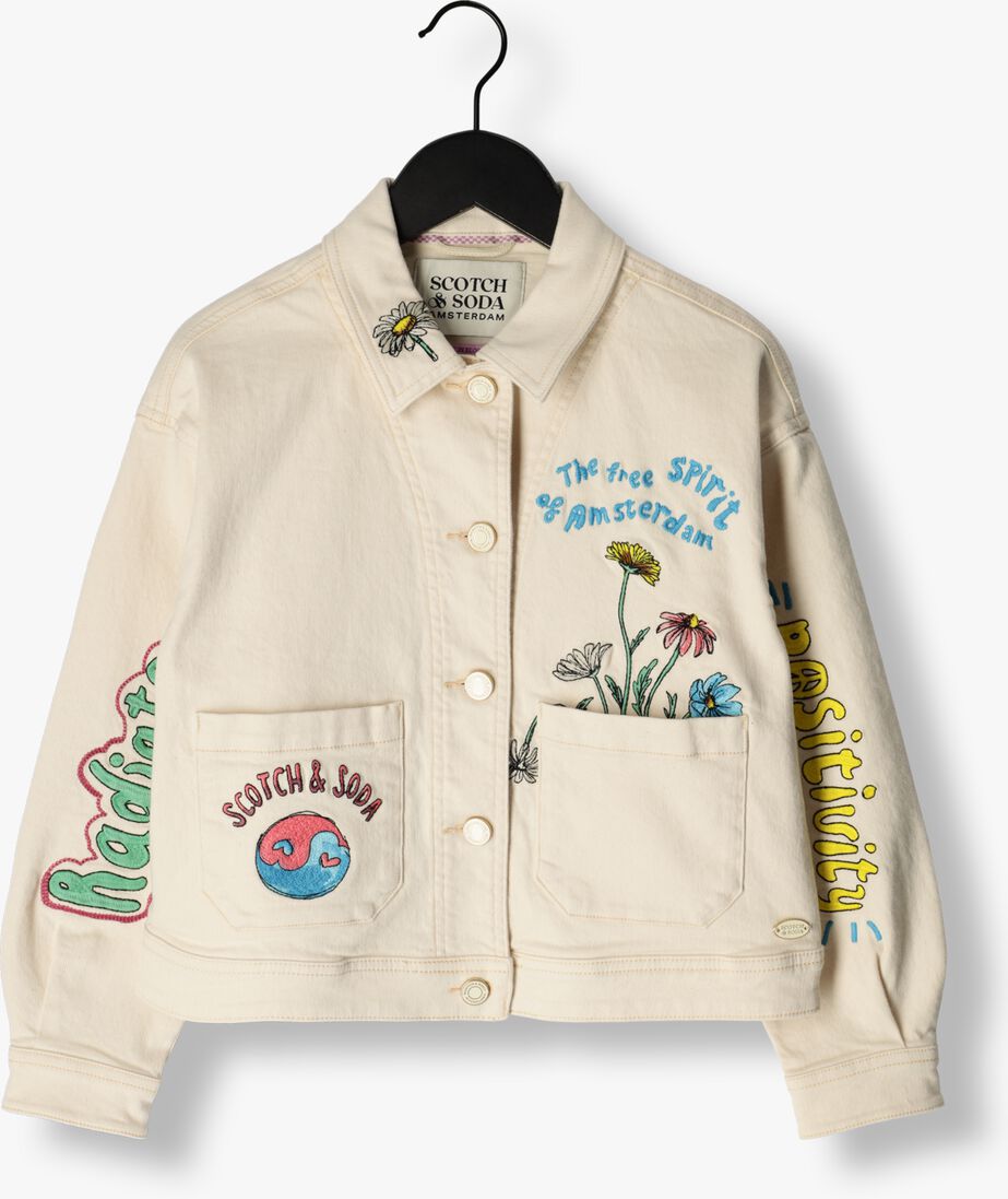 SCOTCH & SODA gebroken wit scotch & soda jack placed artwork cotton twill trucker jacket
