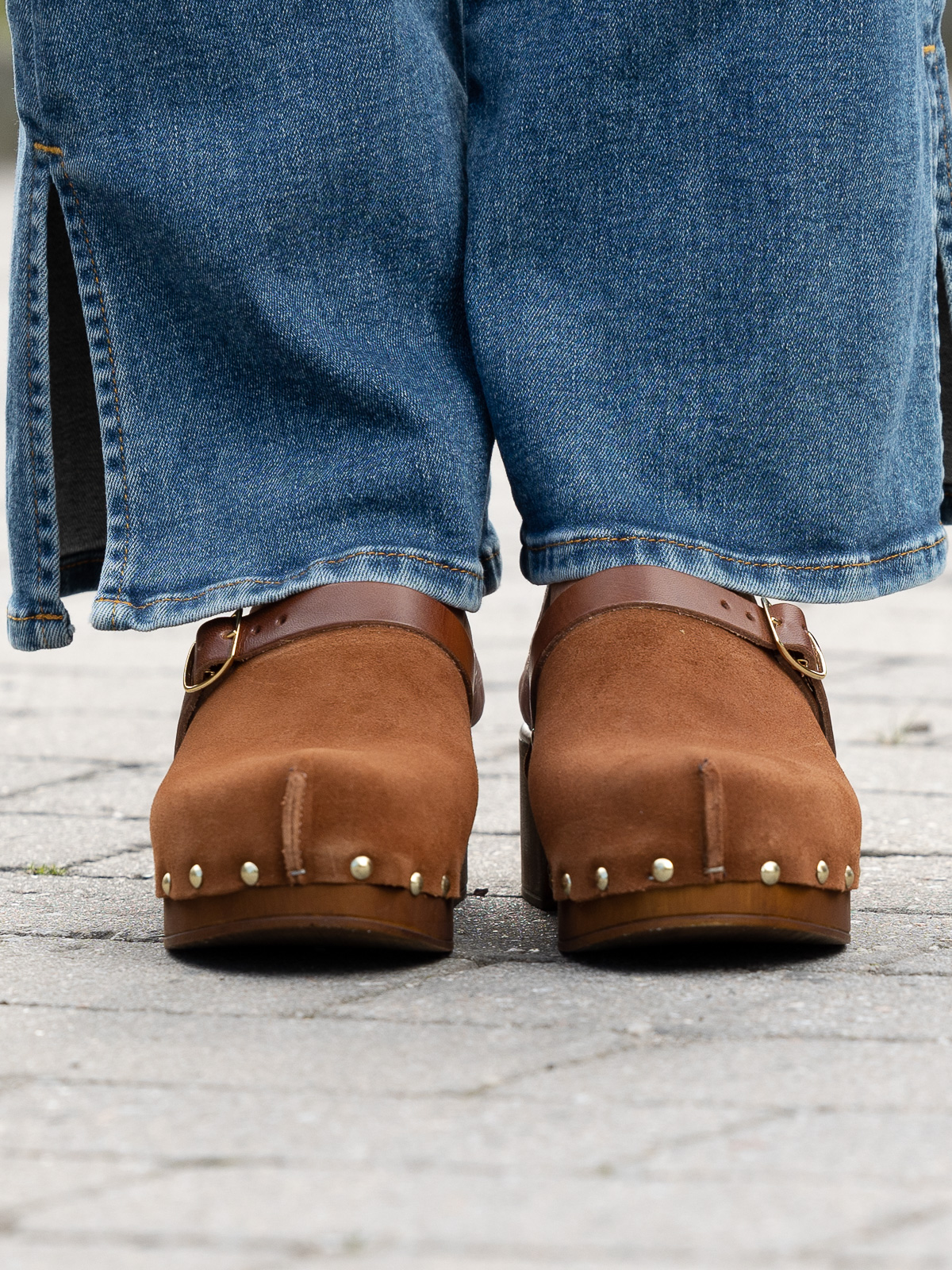 Clogs Suede Leather Brown - Trapes Sko