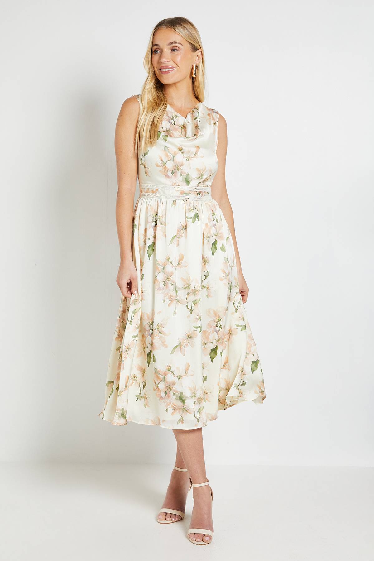 Wallis Robe Midi Plissée À Col Bénitier En Crêpe Petite Taille