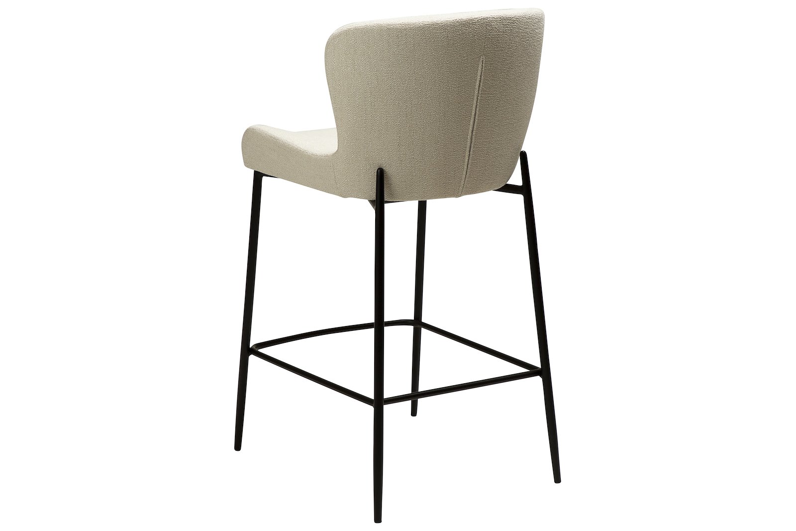 Glam counterstol Til kjøkkenøy eller lave barbord. Tekstil Bouclé Simply Beige med sorte ben