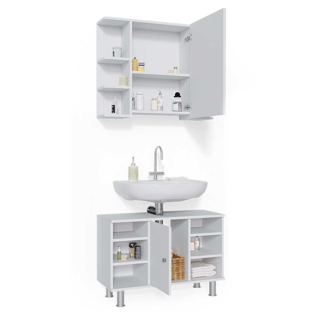 Vicco Badmöbel Set Badezimmer Möbel Fynn Spiegelschrank Waschbeckenunterschrank