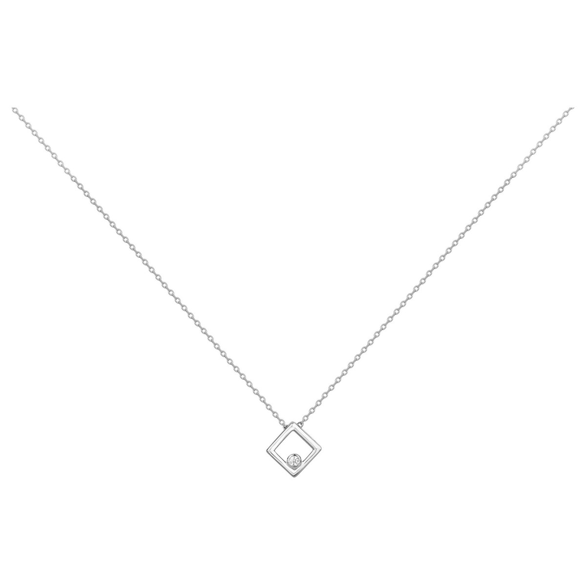 Collier mono-motif en Argent avec oxyde de zirconium blanc